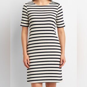 GAP Classic Nautical Navy Stripe Cotton Dress Shoulder Zip Minimalist Size L